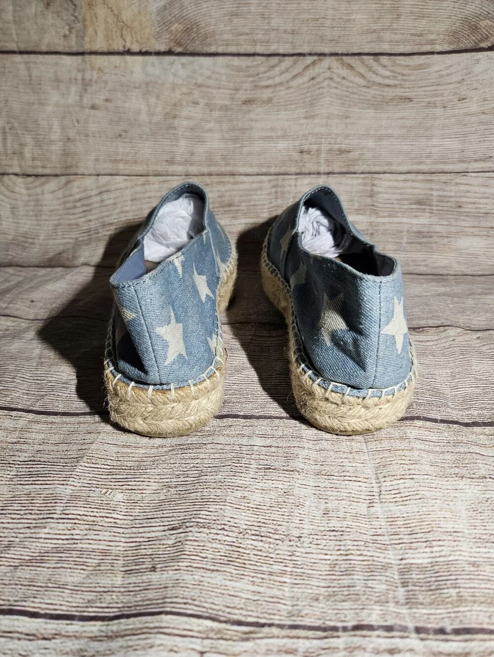Steve Madden Talan espadrille chambray stars platform slip on shoes
